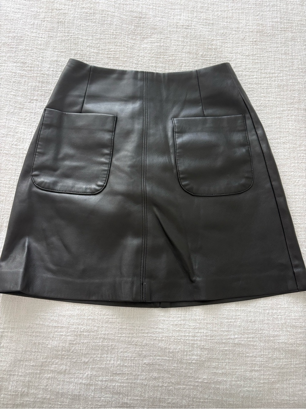 Dynamite Black Faux Leather Mini Skirt with Front Pockets